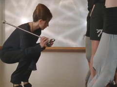 Hot mistress instructs 12 teens with her stick