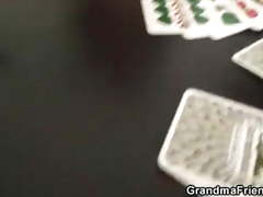 Granny swallows two cocks after poker game