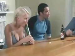 Denise Van Outen sucks a cucumber with nice cleavage out