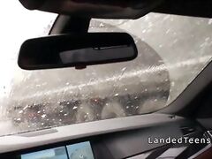 Hot innocent asshole banged in the car