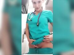 Naughty Nurse Plays at Work